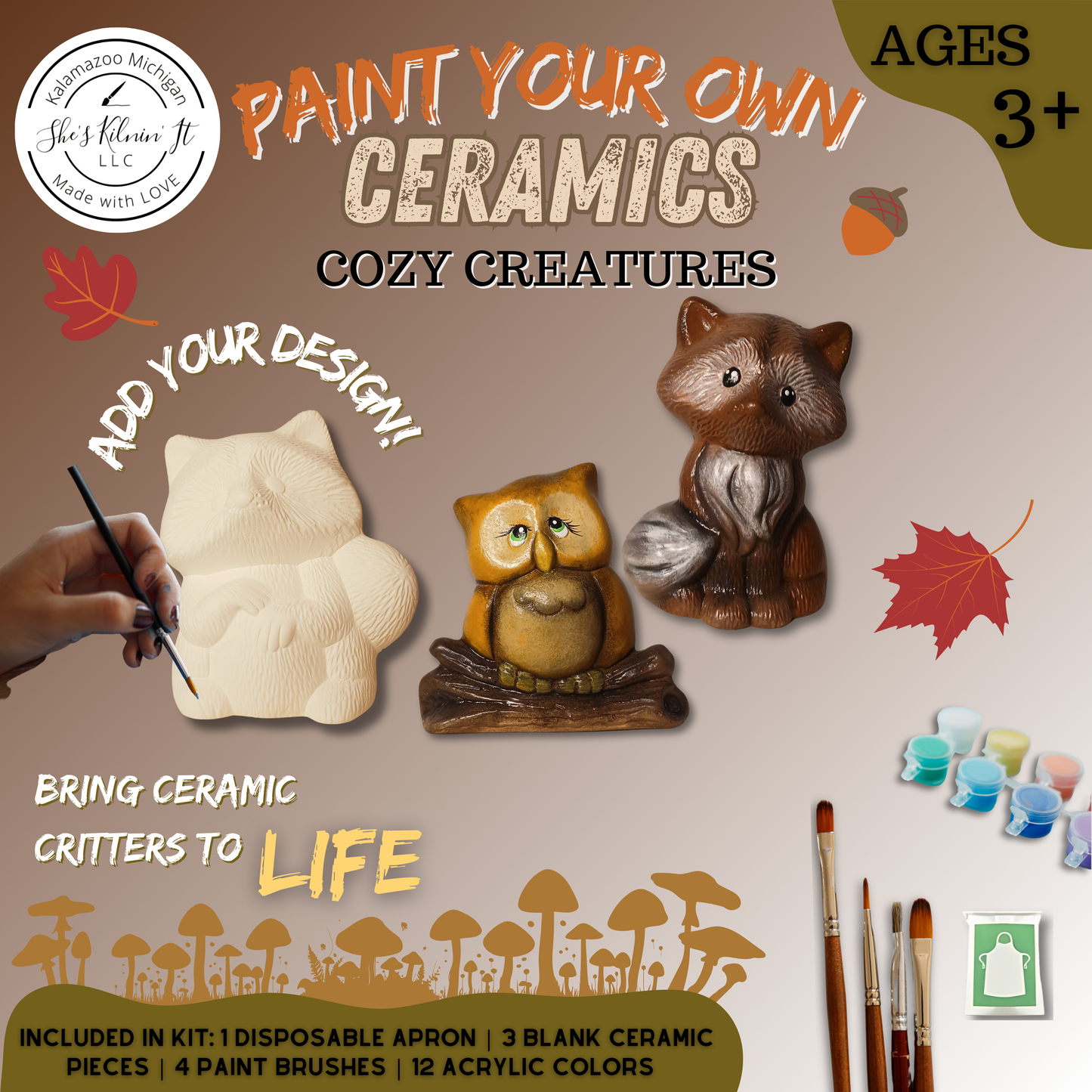 Paint Your Own Ceramics Kit | Cozy Creatures